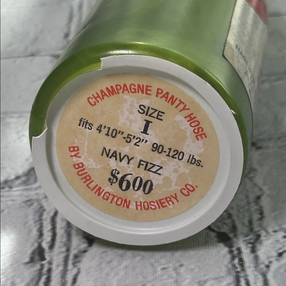 Burlington Champagne Bottle Novelty Sheer Pantyhose Navy Small 90lbs-120lbs VTG